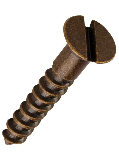 #4 x 3/4 Inch Brass Flat Head Slotted Wood Screws - 25 Pack.